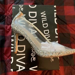 Clear and glitter wild diva heels